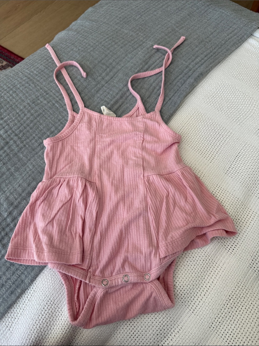 kate quinn Pink Ribbed Swing Romper